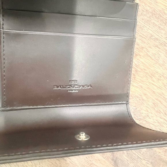 Balenciaga Brown Tri-Fold Wallet Canvas Leather - Picture 4 of 11